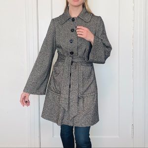 MAGASCHONI Silk Wool Blend Tweed Belted Long Coat